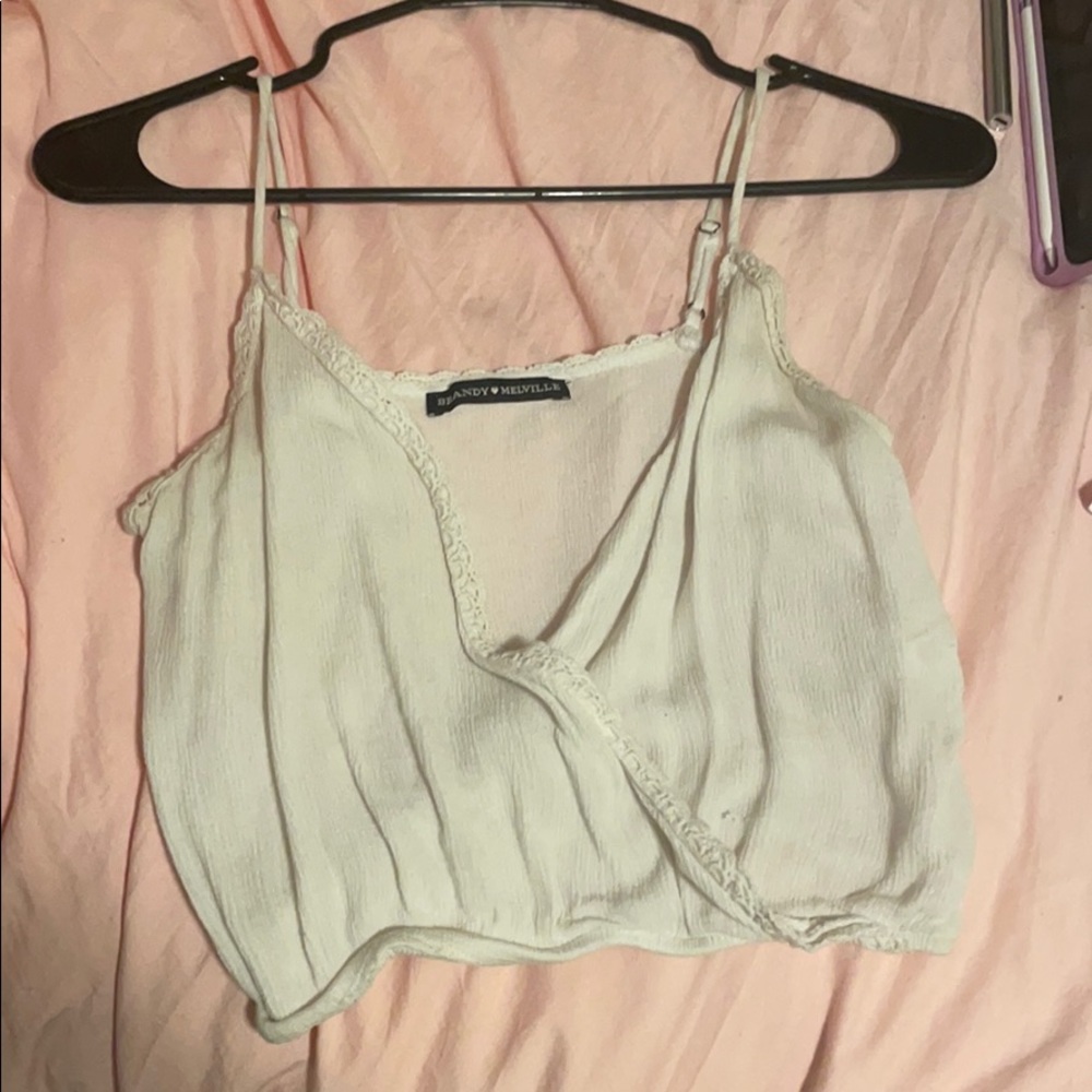 brandy melville white cross tank crop top